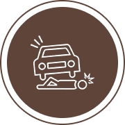 Icon of a car and a person lying on the ground, possibly depicting a traffic accident.